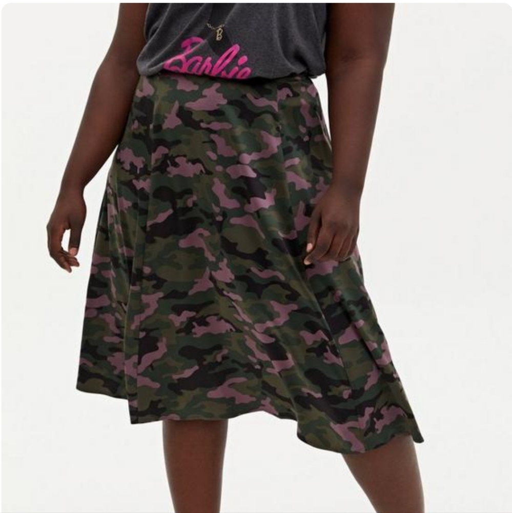Satin Camo Aline Midi